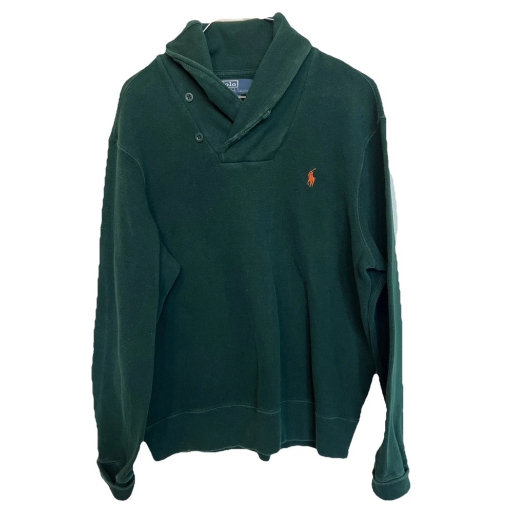 Polo Ralph Lauren Men’s Green Shawl-Collar Pullover Sweatshirt Size Large
